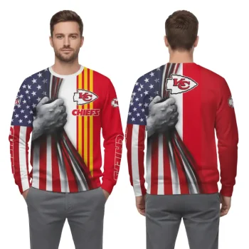 Kansas City Chiefs American flag hand pull sweatshirt unisex pullover NFL apparel sizes S to 5XL premium cotton blend