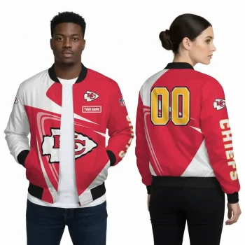 Kansas City Chiefs Bold Splash Bomber Jacket red white custom name unisex outerwear S-5XL