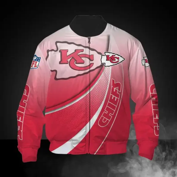 Kansas City Chiefs Red Gradient Rush Bomber Jacket for NFL fans