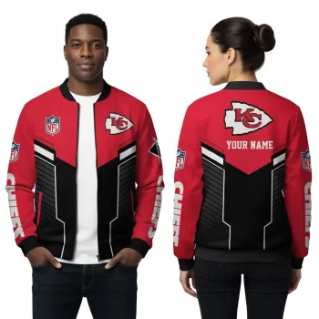 Kansas City Chiefs V-Armor Custom Bomber Jacket red black outerwear with name personalization unisex sizes S-5XL