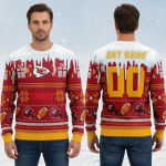Kansas City Chiefs dripping snow custom Christmas sweater with red festive design for NFL fans