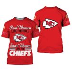Kansas City Chiefs Real Women Smart Women Love Football Shirt, red fan apparel, available in sizes S-5XL
